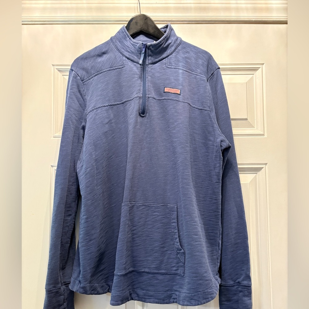 Vineyard Vines Men’s 100% Cotton Kangaroo Pocket 1/4 Zip Blue Pullover XL Cozy